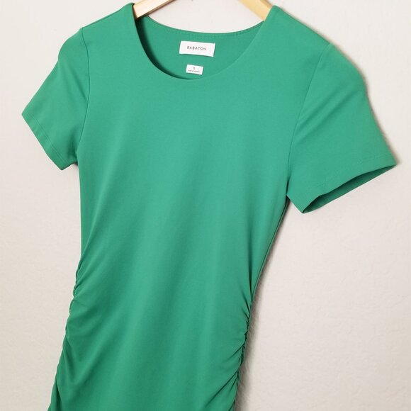 Babaton Aritzia Contour Ruched Midi Dress Green Size S Double Layered Slimming - Picture 12 of 13